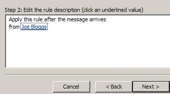 Click Next Now Outlook knows what messages to select but what should it do with the