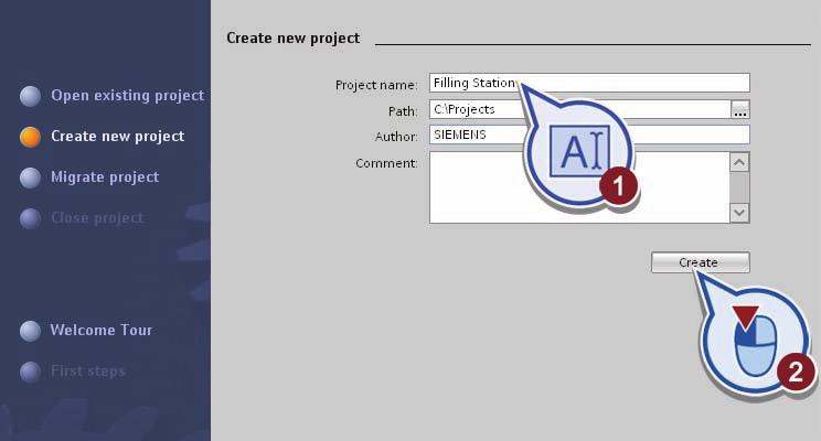 project: 1. Click "Create new project". 2.