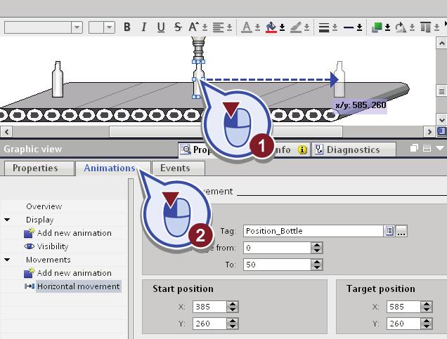 Visualizing the process 5.3 Creating the "Production" root screen 2. Open the "Animations" tab.