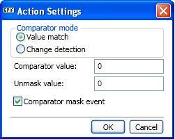 4.3.15 Action - CMP_CTRL Compares control bits with specified comparison value The following parameters are associated with this action: Comparator mode: In value match mode, compares the current