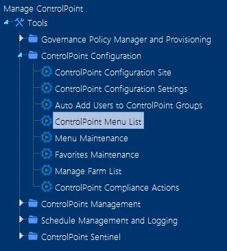 Managing Access to Menus From the Configuration Site, Application Administrators can manage access to menus (that is, determine which menus will be visible to specific administrators or groups of
