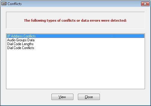 Conflicts Menu The Conflicts Menu provides information on system conflicts that could impact proper operation.