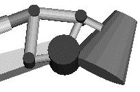 A picture of this part of an excavator, a zoom in the corresponding Modelica schematic and the animation view is shown in Figure 7.
