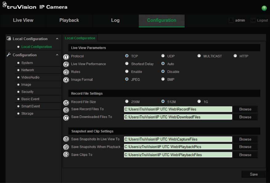 Configuration menus Description 3. Video/Audio Defines recording parameters. 4. Image Defines the image parameters, OSD settings, overlay text, and privacy mask.
