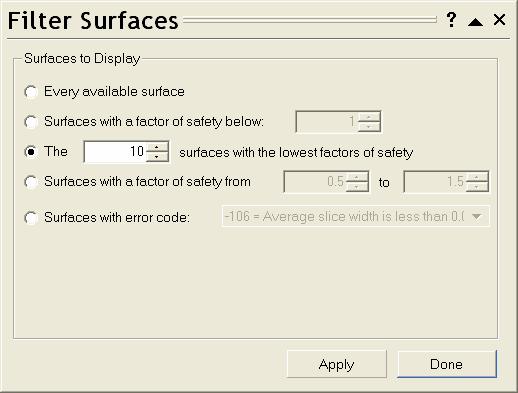 Select Filter Surfaces from the Data menu.