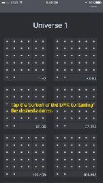 2. Tap the portion of the DMX grid containing the desired starting address for lighting