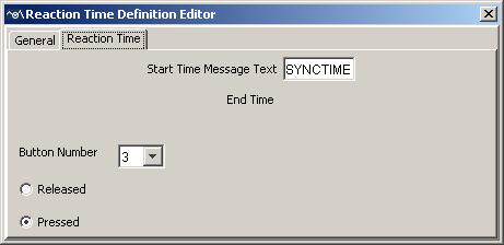 Figure 8-10. Creating/Editing Reaction Time Definition (Reaction Time Tab) Once this has been done, close the Reaction Time Definition Editor dialog.