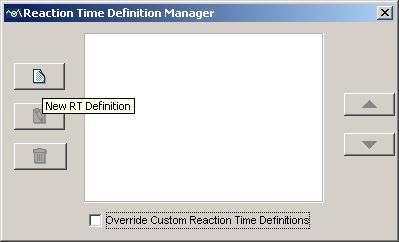 end events for RT calculation. The reaction time manager allows the user to configure the way in which the trial starts and ends for each condition of the experimental design.