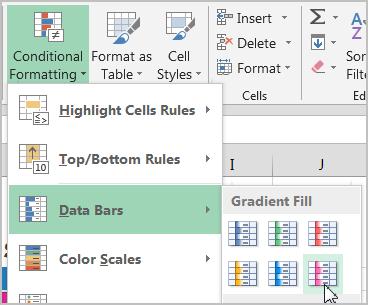 For example, if you wanted to see how many cells in that selected data has unusually high data, use the color data bar to identify the cells. The larger the data, the longer the color bar will be.