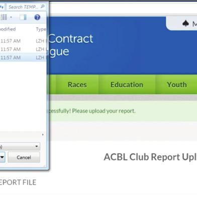 On the ACBL Club Report Upload Screen, click Select Files. 25.