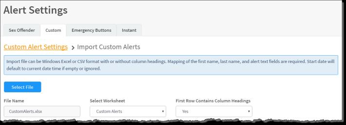 Import Custom Alerts Administrators with the Can Manage Alerts permission can also import custom alerts, which provides the flexibility to configure multiple custom alerts in one process.