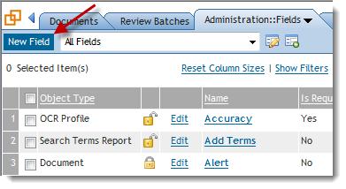 1. Select the Fields tab. If you have custodian information already in your database follow the steps below. If not then you can skip ahead to step 9 below.