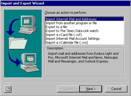 Figure 14: The Import and Export Wizard, allows you to export Outlook folders to another file. Drag and drop and AutoCreate please!