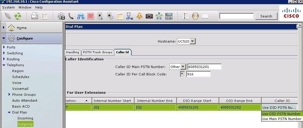 Step 32: Click on the Dial Plan Incoming Direct Dialing Tab. This feature will be used to add the PSTN DID numbers to two of the IP phone users.