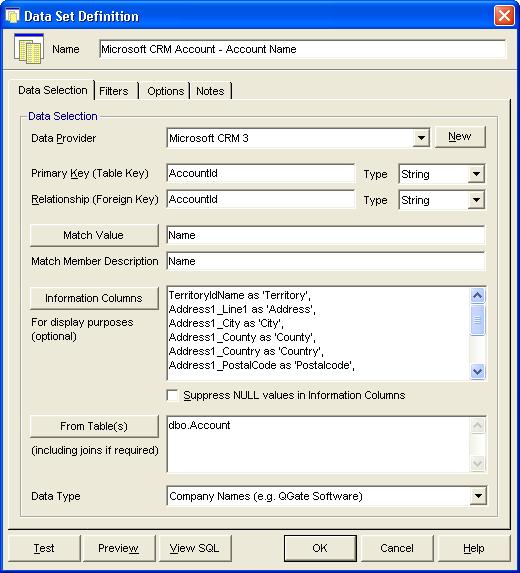 Setting up Paribus Discovery for Microsoft Dynamics CRM In the Data Set Provider section, select the Data Provider you defined in Step 1 on page 10.