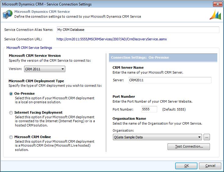 Processing Duplicate Records in Microsoft Dynamics CRM Creating a new CRM Connection Alias Clicking on the Add button within the Manage Microsoft Dynamics CRM Service Connections dialog displays the
