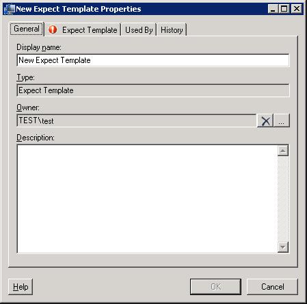 The New Expect Template Properties dialog box displays.