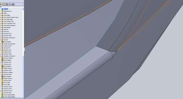 If you take a look at the model from the front view you will notice all of our rule surfaces overlap the Right Plane.
