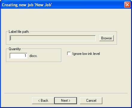 Print only job Print only job allows you print discs without first duplicating them. 1. On the Job Manager TAB, click the New button to the right of the Queued jobs area to start a new job.