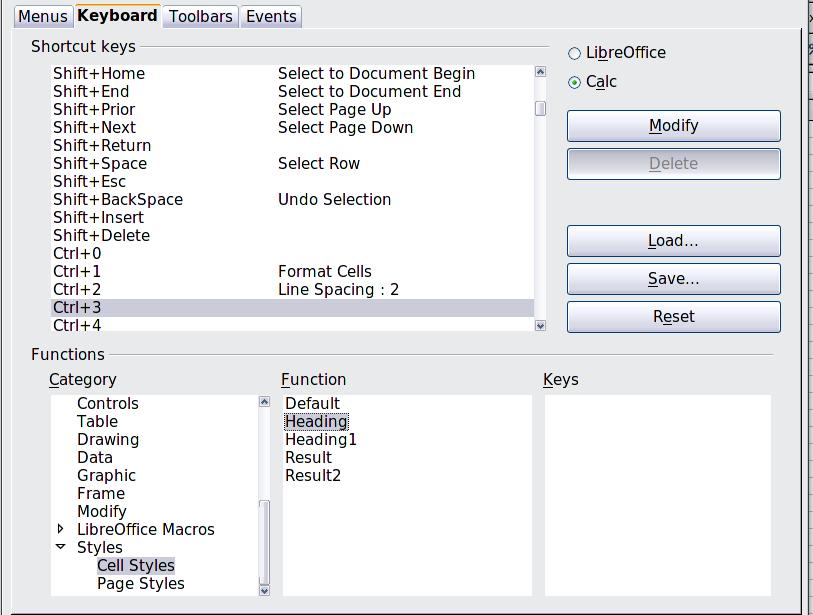 Figure 26: Assigning a cell style to a key combination 5) Make any other required changes, and then click OK to save these settings and close the dialog.