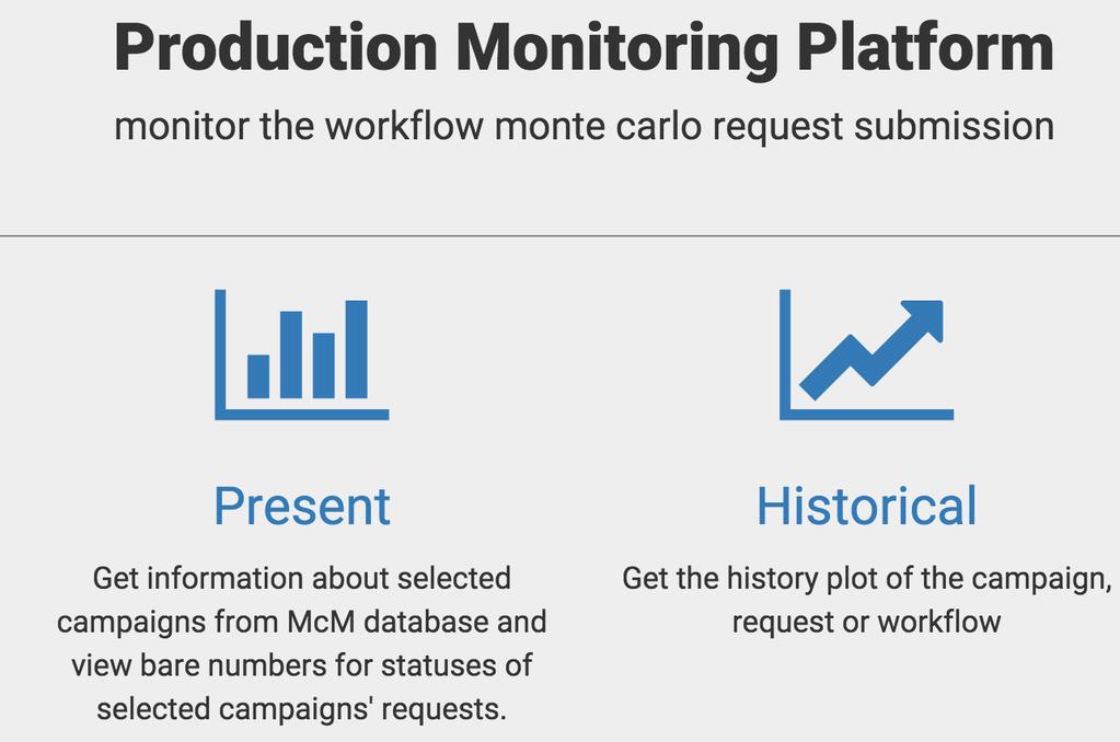 importing information from McM and dbs/statsdb, and provides monitoring plots; its statistics which can be browsed, either for a single request or for a set of