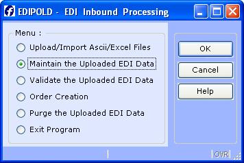 B3 - MAINTENANCE OPTION The maintenance function w ill provide the capability will be provided to update, remove, query and view EDI transaction