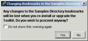 Working With SDKs Bookmarks Buttons and Other Controls Opens a dialog in which you can edit the settings for a selected bookmark or a bookmark folder that you created.