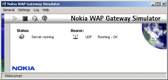 WAP Gateway Upon launch, NWGS displays both its Administration window and its server application running in a Command