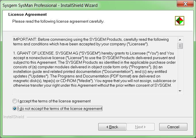 The license agreement form is displayed: If you agree with the license