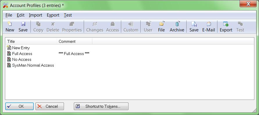 Profiles To manage Access Control Profiles from the System account, use the main SysMan menu option: Managers >