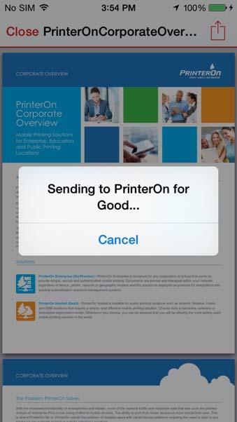 PrinterOn Mobile App.