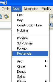 2- Draw from the pull-down menu. 3- From the Command line: Type Rec for rectangle.