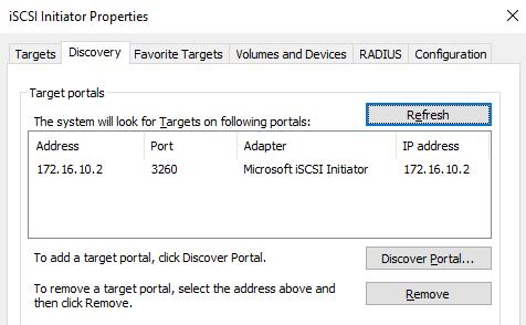 39. Open Microsoft iscsi Initiator on the Hyper-V host to check the target portals.