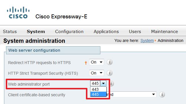 Expressway WebRTC proxy Opening HTTPS port and protecting admin web interfaces External firewall needs to allow TCP 443 and 80 from internet (TCP 80 is optional, and only used to redirect end users