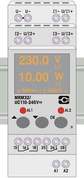 Monitoring Relays MRU, MRI, MRM 1 Features Voltage supply UC 12 48 V or UC 110 240 V Change-over contact Measuring inputs are separated galvanically from the supply Measuring range 0.1 480 VAC / 0.