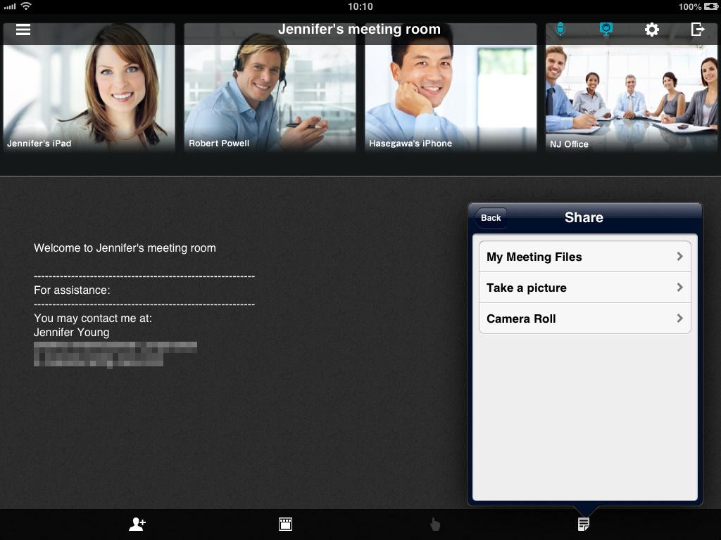 5. Share Files* Tap on the meeting room screen, then the Share List screen is displayed as below.