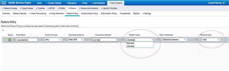 Figure 3: Inline Requirement Figure 4: Read Only Fields OS, Compliance Module, and Stealth Mode When you change the
