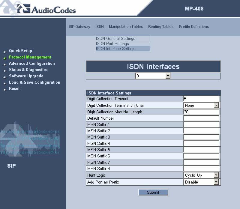 User's Manual 4. Initial Configuration 4.1.5 Configuring the ISDN Interfaces The procedure below describes how to configure the ISDN interfaces.