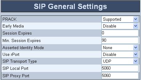 MediaPack BRI Series 6.2.1 SIP Gateway The SIP Gateway submenu is used to configure the gateway s specific SIP protocol parameters.