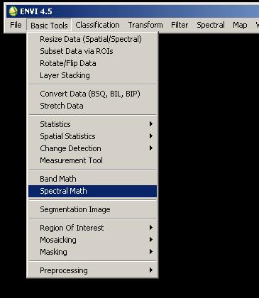 Step 4: Call Spectral Math Select Spectral Math