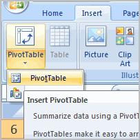 Excel 2007 Lesson 18: Creating Pivot Tables Page 1 Creating Pivot Tables Pivot table reports, or pivot tables as they are often called, can help you answer questions about your spreadsheet by