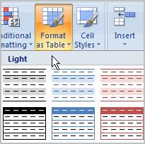 Excel 2007 Lesson 11: Formatting Tables Page 1 Formatting Tables Once you have entered information into a spreadsheet, you may want to format it.