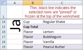 To Freeze a Column: Select the column to the right of the column(s) you want frozen.