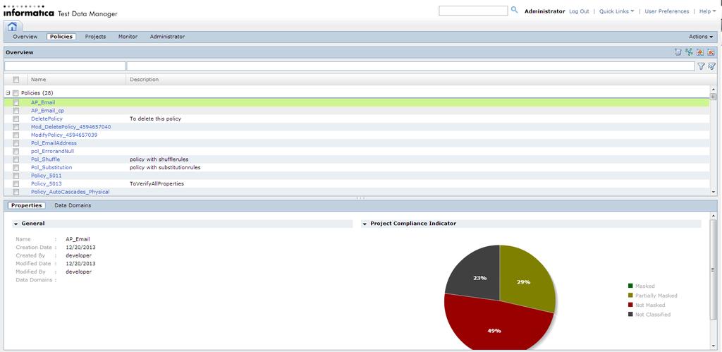 Test Data Manager User Interface Test Data Manager contains options to view and edit TDM components.
