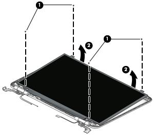 b. Remove the four Phillips PM2.0 2.9 screws that secure the display panel to the display back cover.