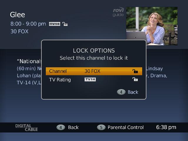 Parental Controls- How to Lock Channels There are two ways to lock channels. The first is through the Settings area. The second is through the Program Information Screen.