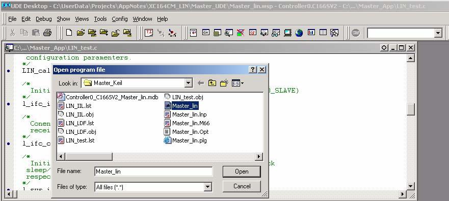 executable file Master_LIN from folder Master_keil