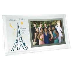30 6" x 4" Beveled Glass Frame Holds 6" x 4" Photo Curved Beveled Glass Frame with Black Velvet Back and Glass Front Picture Size - 6" x 4" -- Frame Size 8" L x 7" H x 1/8" Thick Imprint Area: 6" x 1
