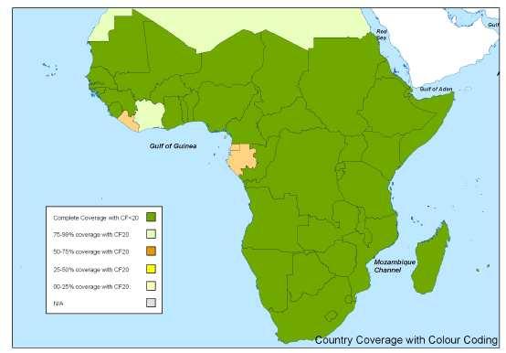 January 2011 Status of Africa Coverage 97% sub-saharan Africa acquired