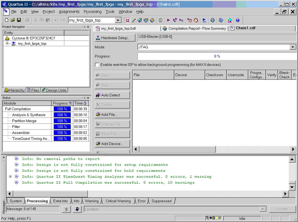 Program the Device Figure 1 41. Programmer Window 2. Click Hardware Setup. 3.
